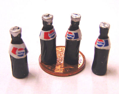 1:12 Scale 4 Small Pepsi Bottles Tumdee Dolls House Pub Bar Cafe Shop Drink A