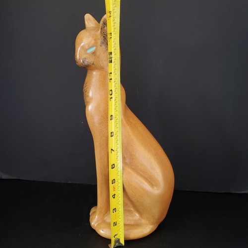Vintage Ceramic Siamese Cat Figurine MCM DECO 14" Brown with Turquoise Eyes - Picture 12 of 12