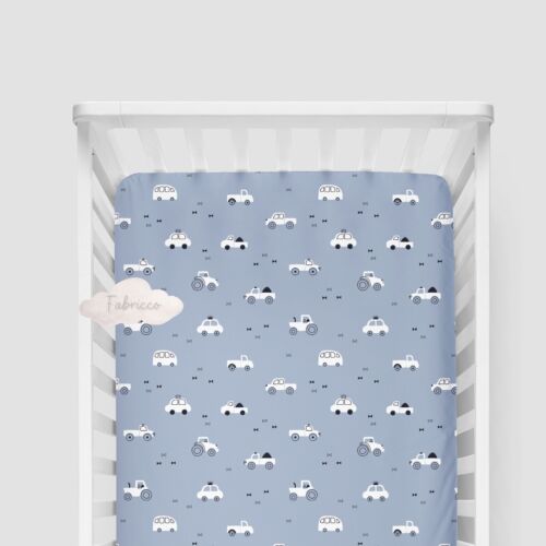 Baby Boy Cars Fitted Sheet 100% COTTON , Cot, Cot bed ,Compatible with SnuzPod - Picture 12 of 17