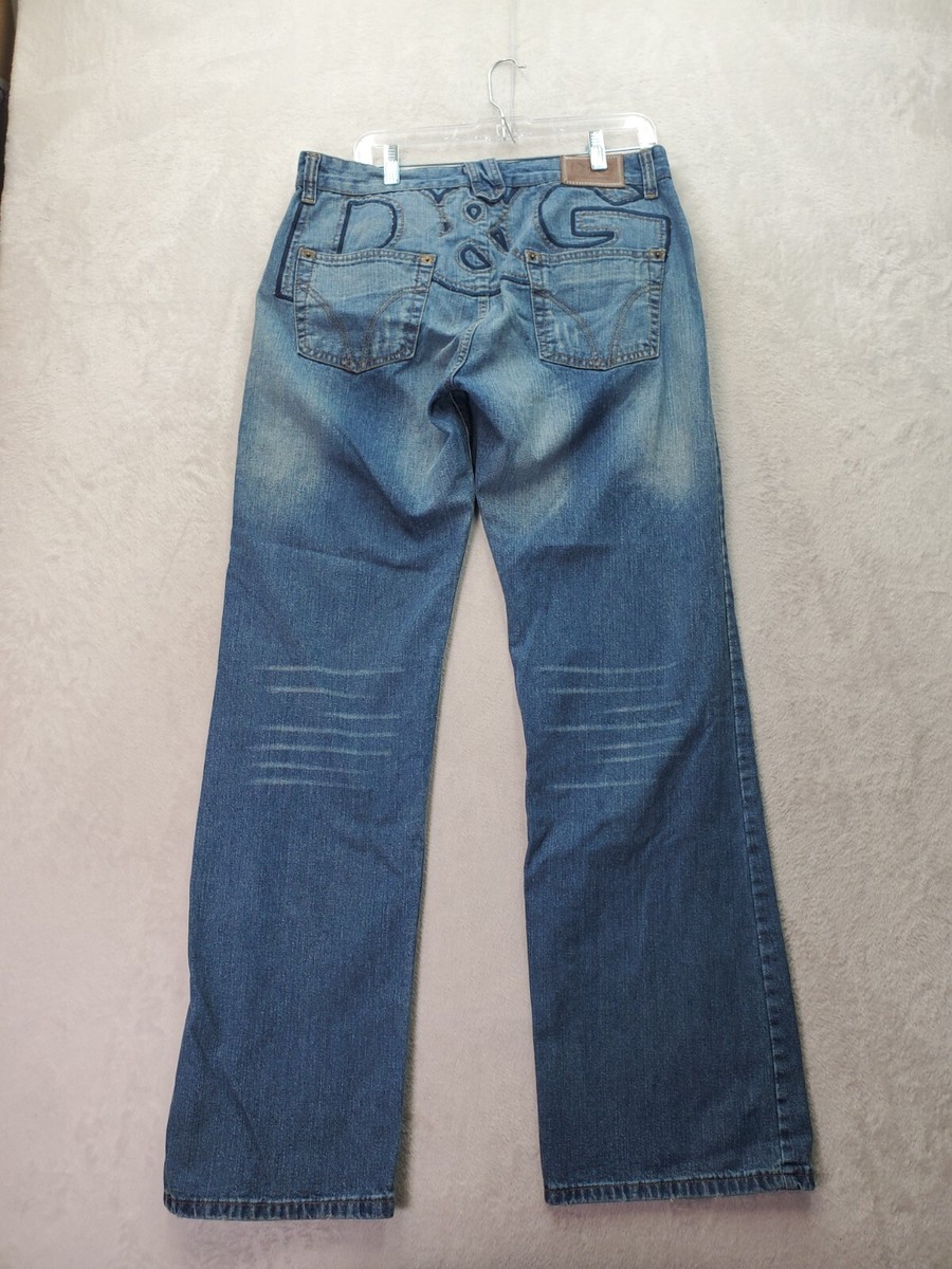 D&G Dolce Gabbana Jeans Women 34 Blue Denim Embroidered Logo VTG 