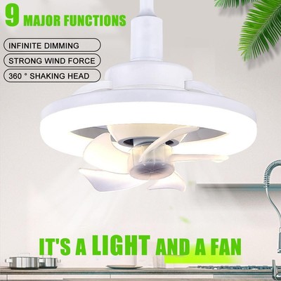 60W E27 Modern Ceiling Fan Light 3 Speeds LED Dimmable Fan Lamp Remote Control