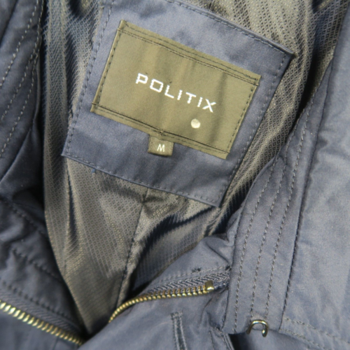 Politix Mens Trench Coat Jacket Medium Blue Button Zip Outerwear Double Breasted - Picture 7 of 9