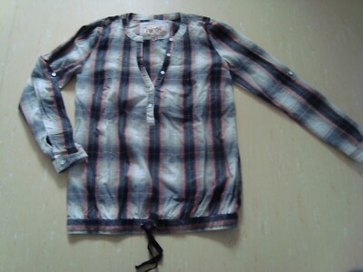 Damen Mädchen Bluse Shirt kariert rose beige schwarz Gr. S von fresh made