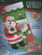NIP  FELT/SEQUIN KIT 18" STOCKING SANTA WITH MOUSE