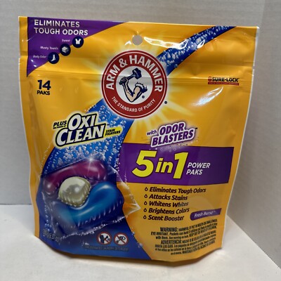 ARM & HAMMER Plus Oxi Clean 5-in-1 Power Paks Odor Blasters FRESH BURST SCENT 14
