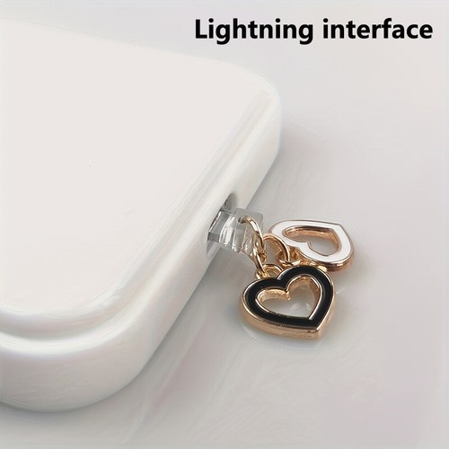 Mobile Phone Dust Plug Black White Love Heart-shaped Phone Pendant For Phone - Zdjęcie 6 z 9