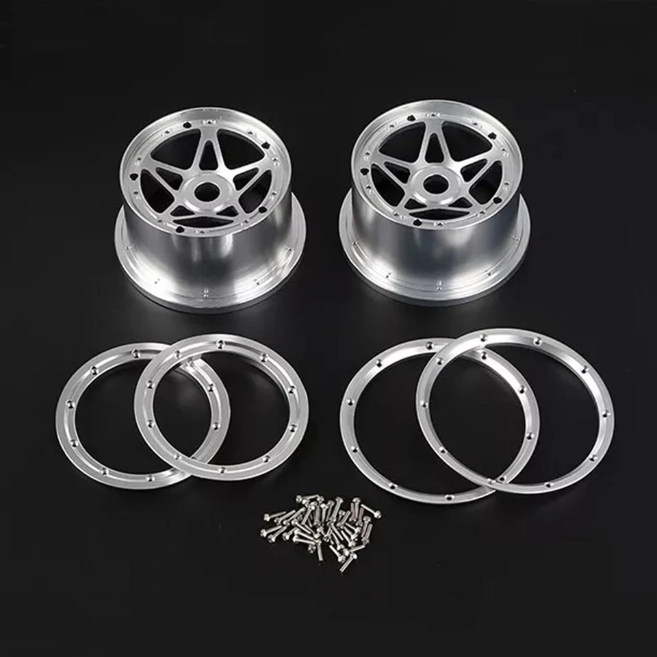 4pcs CNC-gefertigte Aluminium-Metallradräder für RC 1/5 HPI Rovan Baja 5B SS KM - Bild 4 von 4