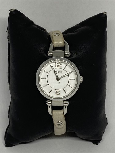 Fossil Georgia ES3808 Women's White Leather Analog Dial Quartz Wrist Watch EY56 - Picture 3 of 12