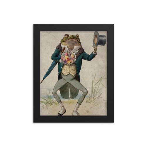 Whimsical Toad in Morning Dress with Umbrella Vintage Framed Art Print - Picture 4 of 6