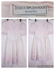 Jessica McClintock Gunne Sax Dress Girls 6 White Lace Vintage W2263