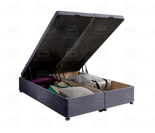 Ottoman Bed Divan Bed Storage Soft Plush Velvet Gas Lift Up Frame Base - Picture 17 of 27