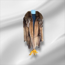 Luxurious Warm Amber-brown Natural Sheared Mink Winter Coat Size L / Xl
