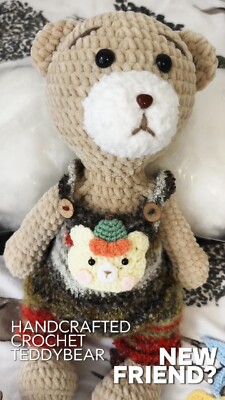 Handgefertigter gehäkelter Teddybär mit Kleidung - Premiumqualität, perfekte Geschenkidee
