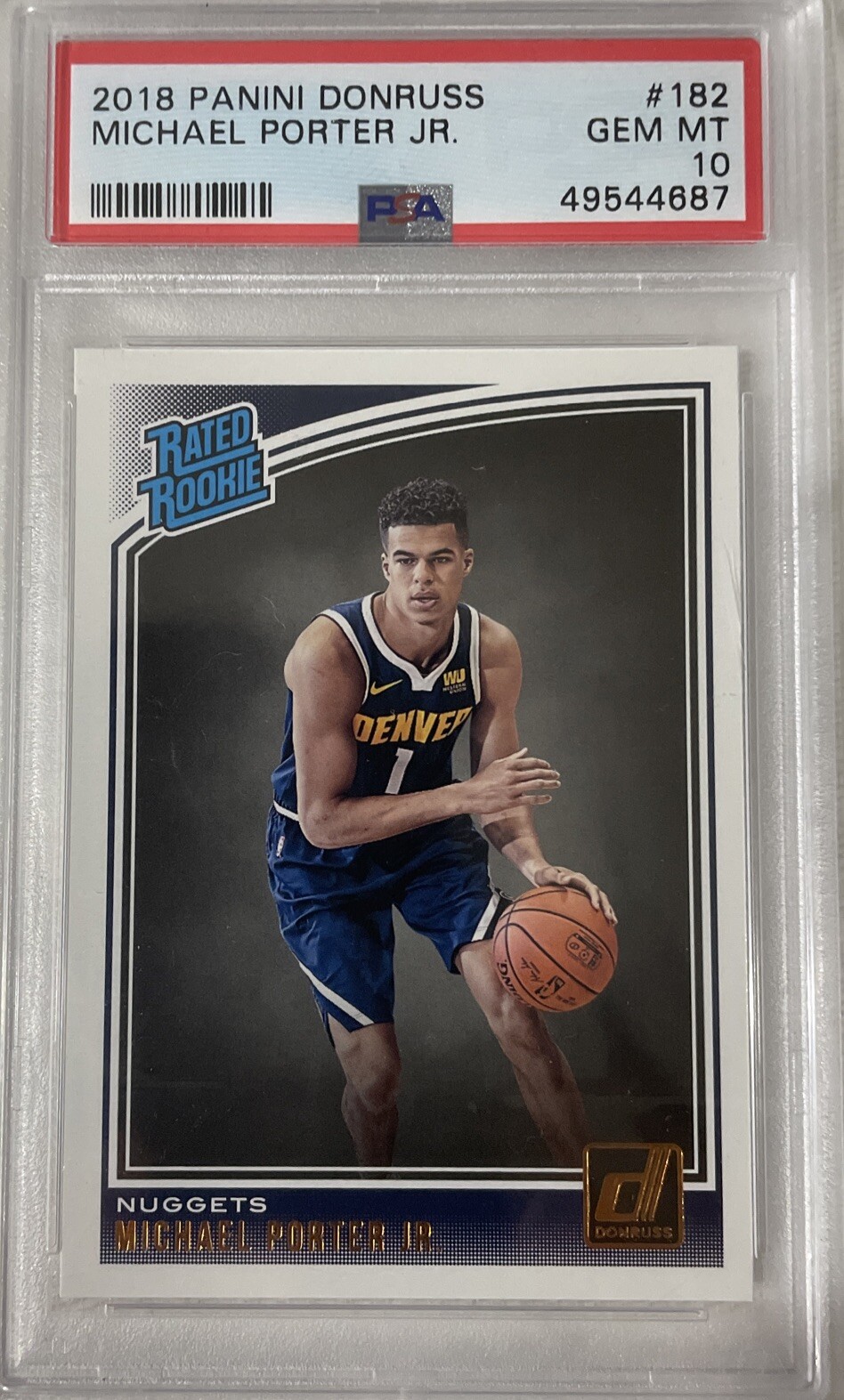 MICHAEL PORTER JR. RC 2018 Donruss Optic #182 Brooklyn Nets Rated Rookie PSA 10