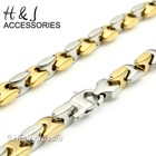 18-40"316L Stainless Steel HEAVY 8mm Silver/Gold Plated interlock Bones Necklace