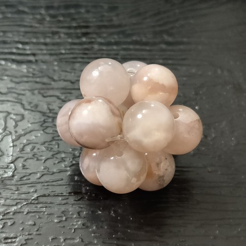 9mm Natural Cherry Blossoms Agate Quartz Stretch Bead ball/Bag pendant - Picture 9 of 12