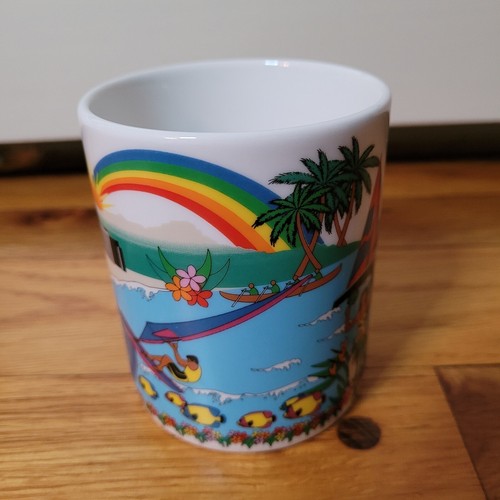 Vintage Lepeka Rebecca Hawaii Coffee/Tea Mug Cup Palm Trees dolphin parrot - Picture 4 of 9