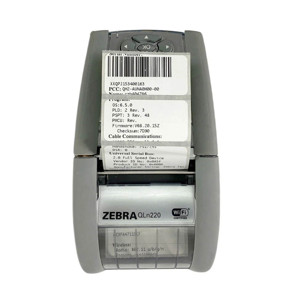 TESTED Zebra QLn220 Portable Barcode Thermal Printer WiFi BT USB with Battery - Image 2 of 4