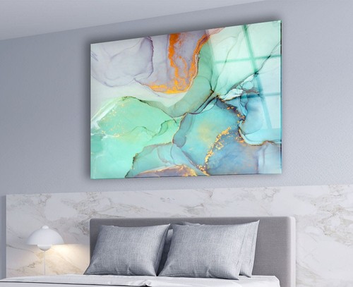 Arte de pared de vidrio con tinta de alcohol verde - Imagen 3 de 10