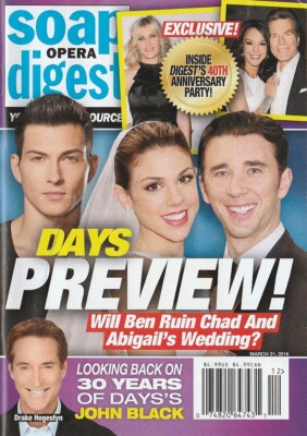 Soap Opera Digest Mar 21, 2016 KATE MANSI-BILLY FLYNN-CAMERON MATHISON-KRISTOFF