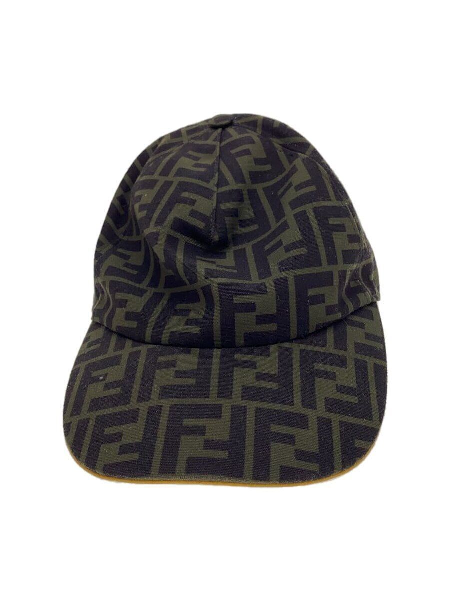 FENDI Men's FXQ768 Baseball Cap Cotton Green Zucca Pattern FENDI Men's FXQ768 Baseball Cap Cotton Green Zucca Pattern