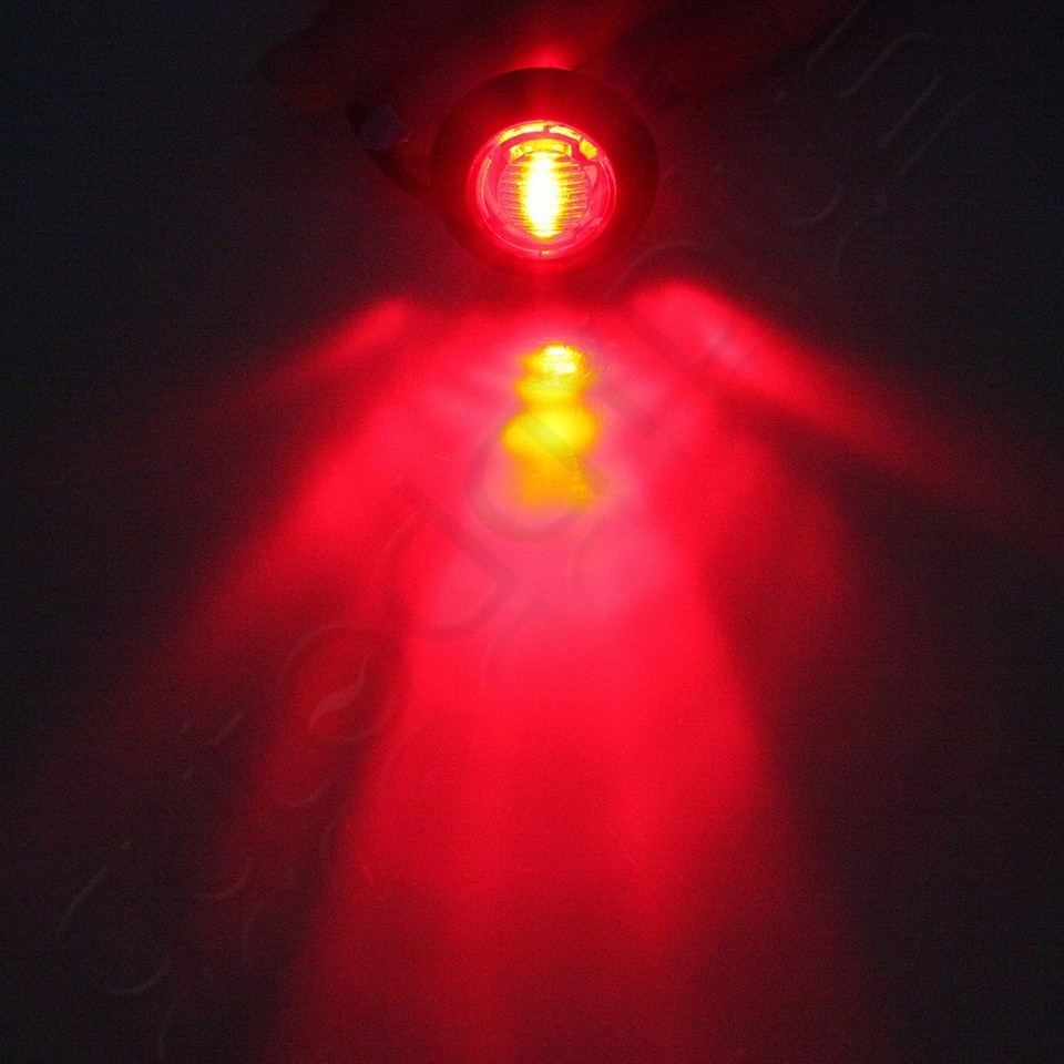 4x Red Round LED Side Marker Lights – 3/4 Inch Mini Clearance Lights For Trucks & Trailers – Waterproof