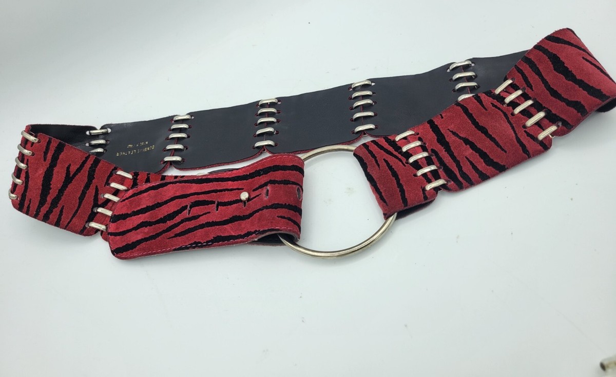 3D red zebra western belt rhinestone horseshoe 35 display picture 2
