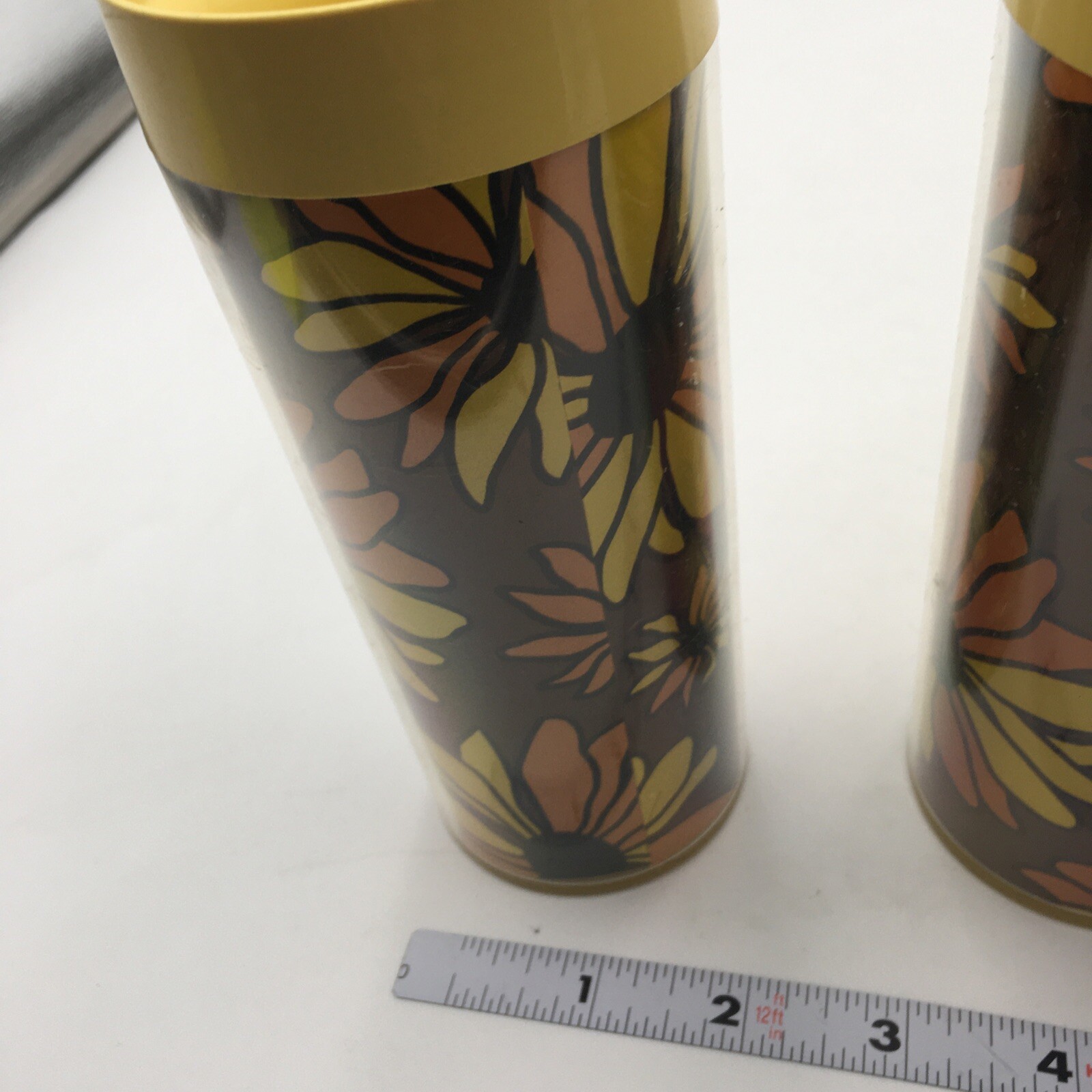 4 Vintage Thermo Serv Cups 12 Oz Each Yellow 70’s Floral Daisy Tall eBay