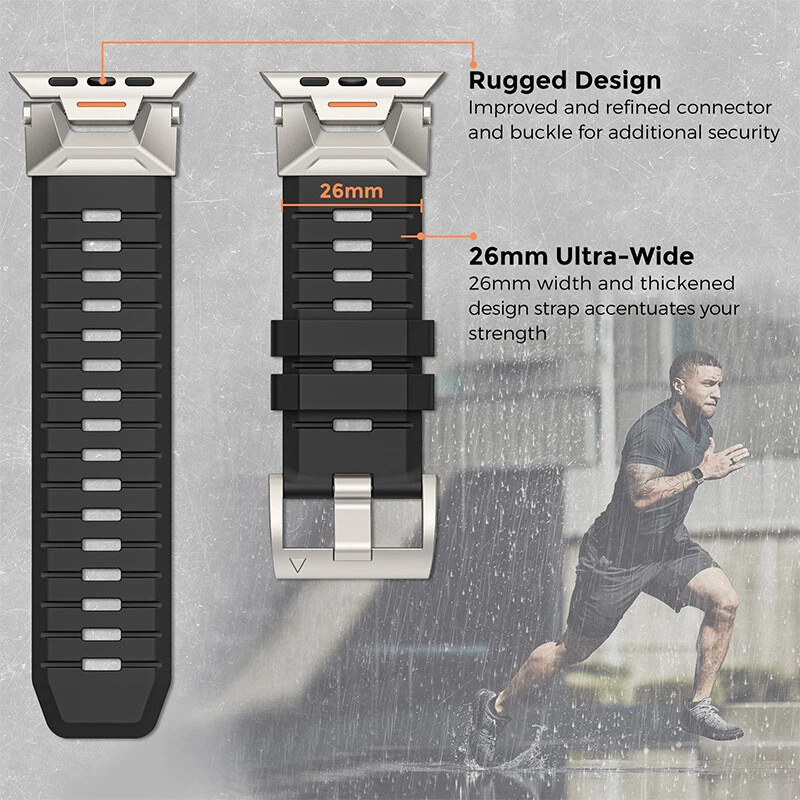 Металлический + силиконовый ремешок для Apple Watch Series 9 8 7 6 5 4 3 SE Ultra 2 42-49 м - Изображение 4 из 4