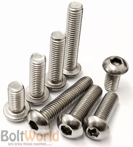 M10 M12 A2 STAINLESS STEEL SOCKET BUTTON / DOME HEAD ALLEN SCREW BOLTS - Picture 1 of 2