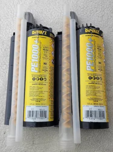 (2) DeWalt Powers PE 1000+ Epoxy Anchor Adhesive 13 fl oz Cartridges Exp 11/23