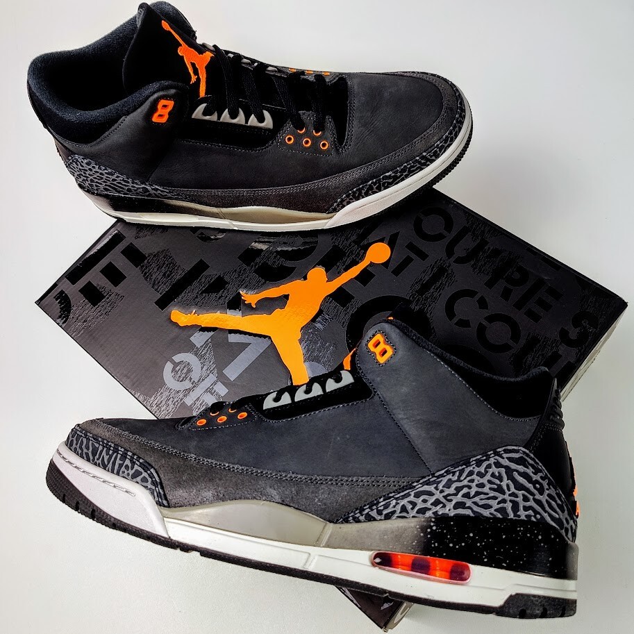 Air Jordan 3 US 13 Men's Black White Gray Orange Nike Retro Fear  CT8532 080 New thumbnail 3