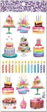 Violette Stickers 2 Sheets Birthday Cakes Candles Cupcakes Flowers Fruit Flowers