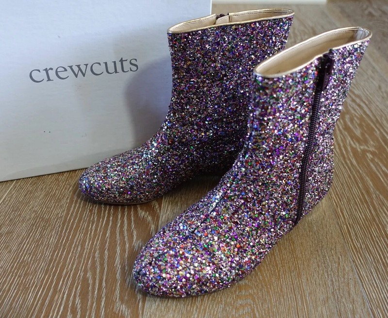 Crewcuts JCrew Girls Glitter Tiny Heel Boots Size 5 EUC Made in Italy!