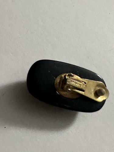Large Vintage Black Bakelite Chunky LES BERNARD Designer Clip-on EARRINGS - Picture 11 of 11