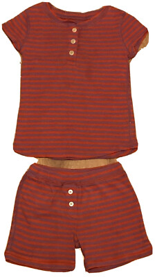 Crewcuts Sommer Pyjama rot und lila gestreift. Unisex. 4 Jahre. 100% Baumwolle. *GEBRAUCHT*