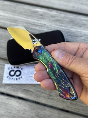 Olamic Cutlery Custom Whippersnapper Knife M390 Framelock Entropic Finish New