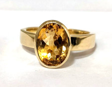 Real Citrine Ring Brass Ring Gold Plated Engagement Ring Birthday Gift For Girls