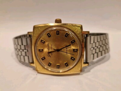 C1-AE GLASHÜTTE SPEZIMATIC 26 RUBIS GOLD PLAQUE 415012 GDR ARMBANDUHR UHR WATCH