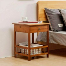 Nachttisch Nachtkommode Holz Nachtschrank mit Schublade&Ablage Antik Design DE