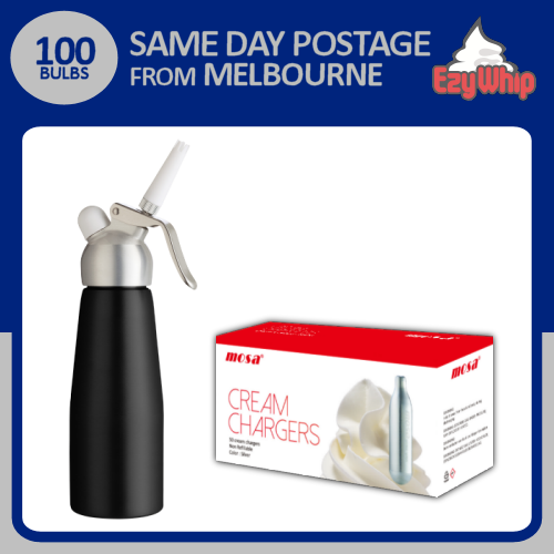 MOSA CULINARY CREAM WHIPPER BLACK & 2 X 50 PACK CHARGERS (100 BULBS) eBay