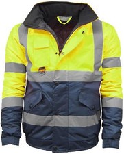 Mens Premium Hi Vis Bomber Jacket Hi Viz Waterproof Workwear Coat 