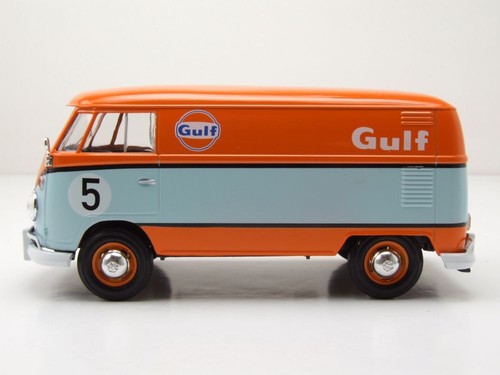 VW T1 Bus Kastenwagen #5 Gulf orange hellblau Modellauto 1:24 Motormax - Bild 3 von 9