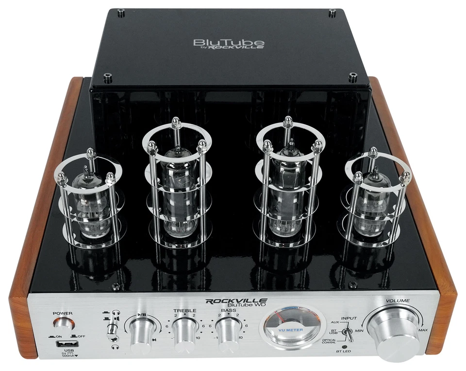 Rockville Blutube WD 70w Bluetooth Tube Amplifier/Home Stereo Receiver 2-Tone - Image 3 of 4