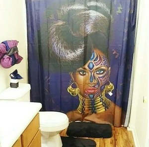 African American Tribal Tattoo Shower Curtain Bathroom Decor Afrocentic Woman Ebay