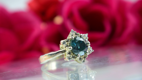 Green Diamond Solitaire 2.38 Ct/7 mm Round Brilliant Cut Certified Women Ring - Video 1 of 1