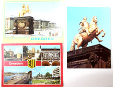 18071 3 Postcards Dresden Neustadt Hotel Bellevue Goldener Reiter Hauptstr DDR