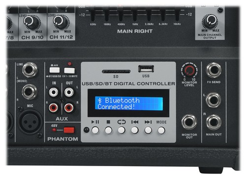 Rockville RPM109 4800w 12 CV Amplificatore mixaggio professionale alimentato, 7 bande EQ, FX, USB - Foto 10 di 12