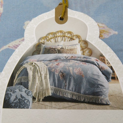 Twin Duvet Global Caravan Standard Sham Blue Floral Casual Cover 2 Piece Set Goa - Picture 10 of 12