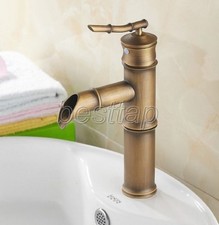 Antique Brass Single Handle Bathroom Bamboo Style Sink Faucet Mixer Tap snf218